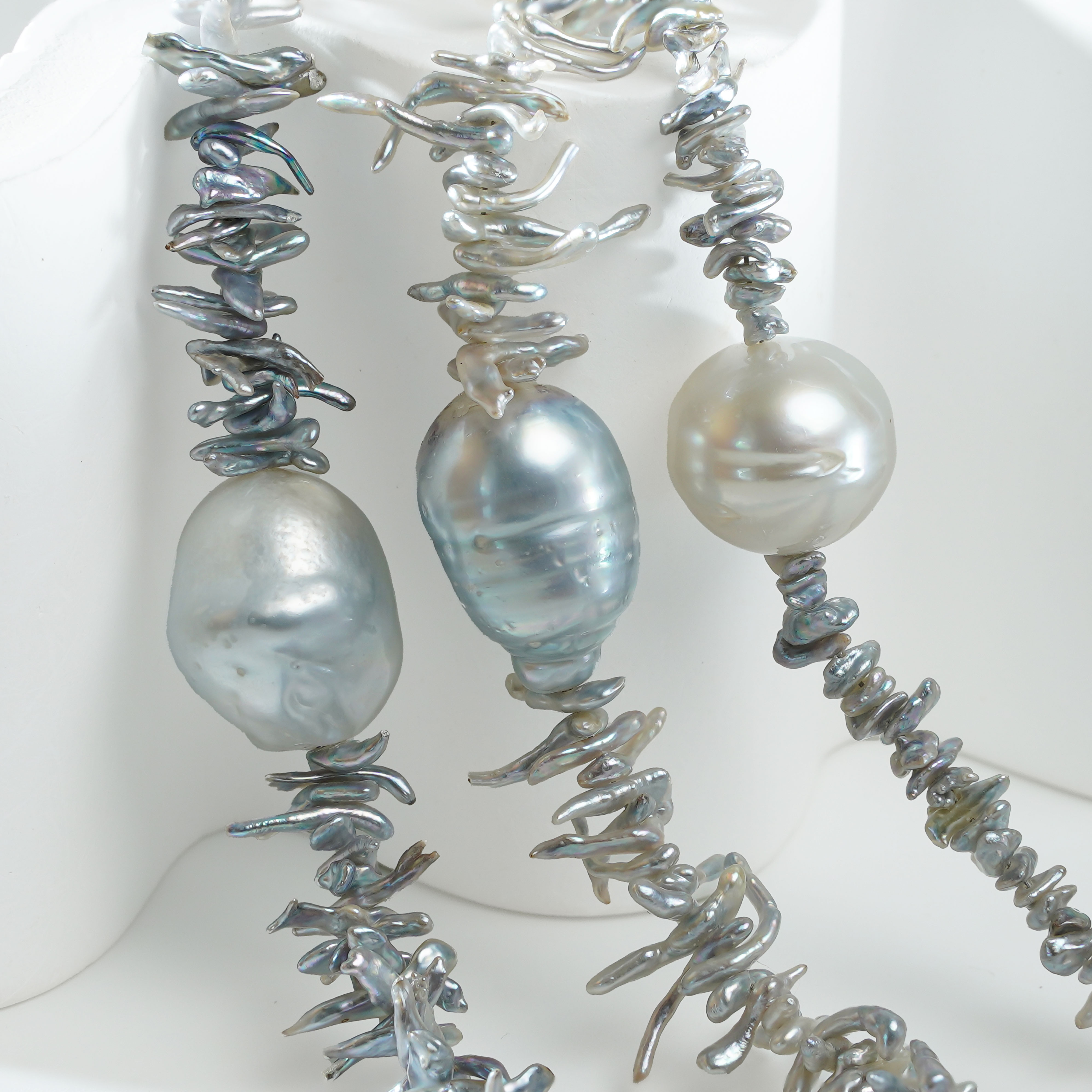 海水澳白银蓝keshi叠叠乐路路通项链混搭时尚（多样性发1条