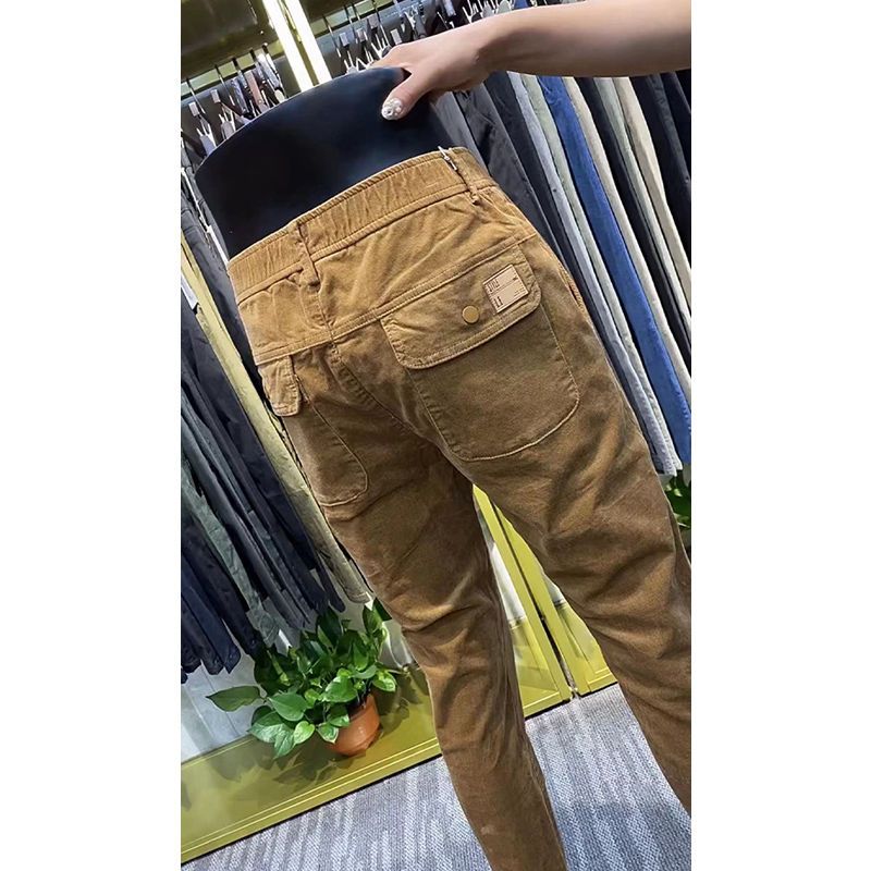 秋冬款高档商务休闲裤时尚英伦风百搭直筒裤欧货潮牌灯芯绒裤子男