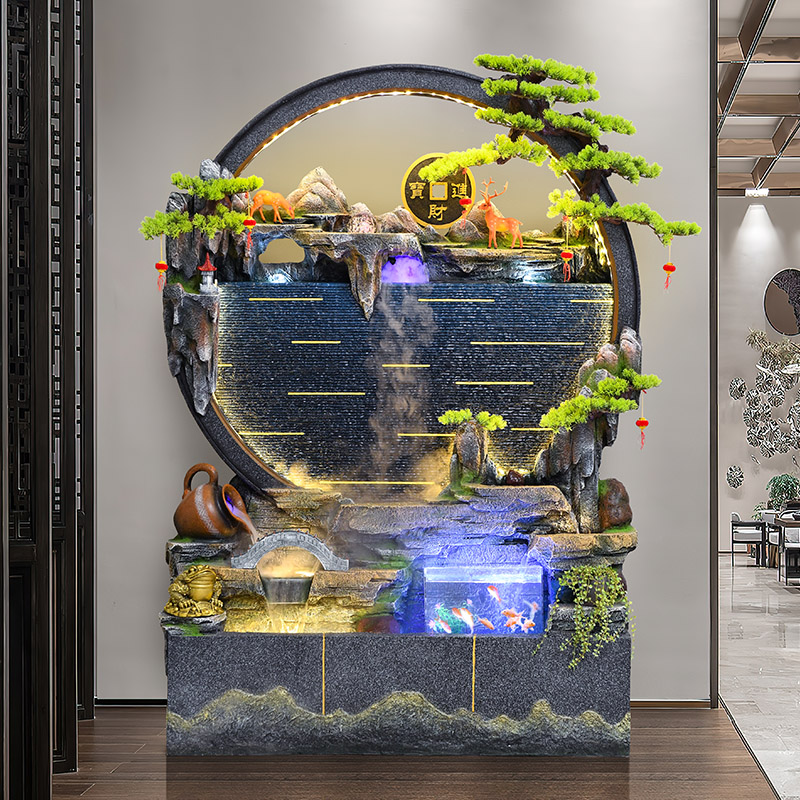 流水喷泉假山水幕墙客厅办公室庭院装饰招财开业落地水系景观摆件