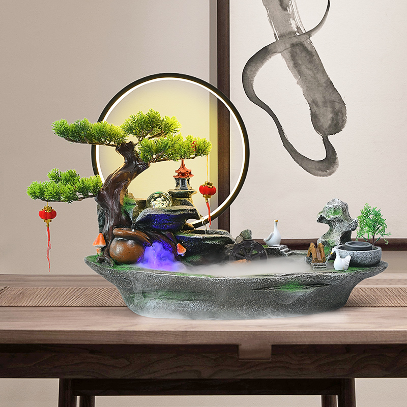 假山流水摆件循环水景喷泉客厅招财风水轮造景办公室开业开张乔迁