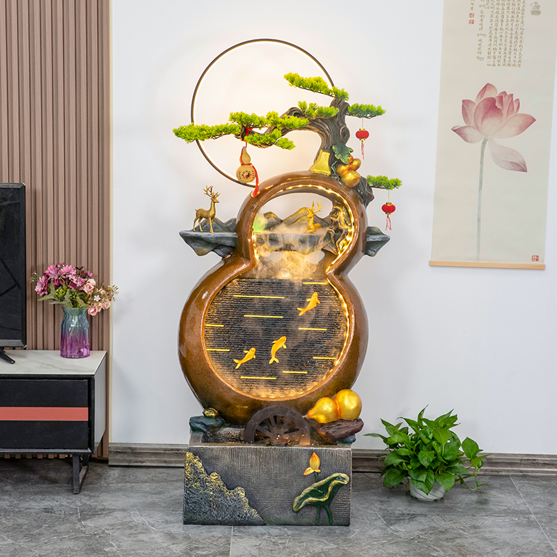 风水轮葫芦招财流水生财开业礼品客厅玄关办公室水景喷泉装饰摆件