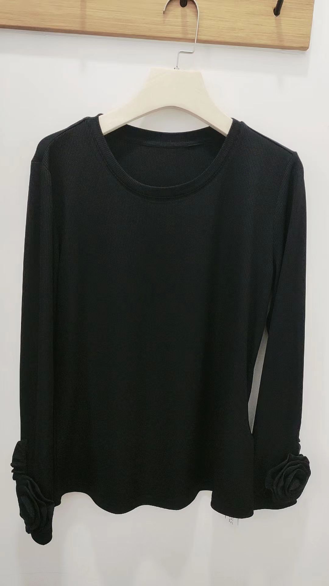 时尚气质名媛黑色打底衫2024女士新款