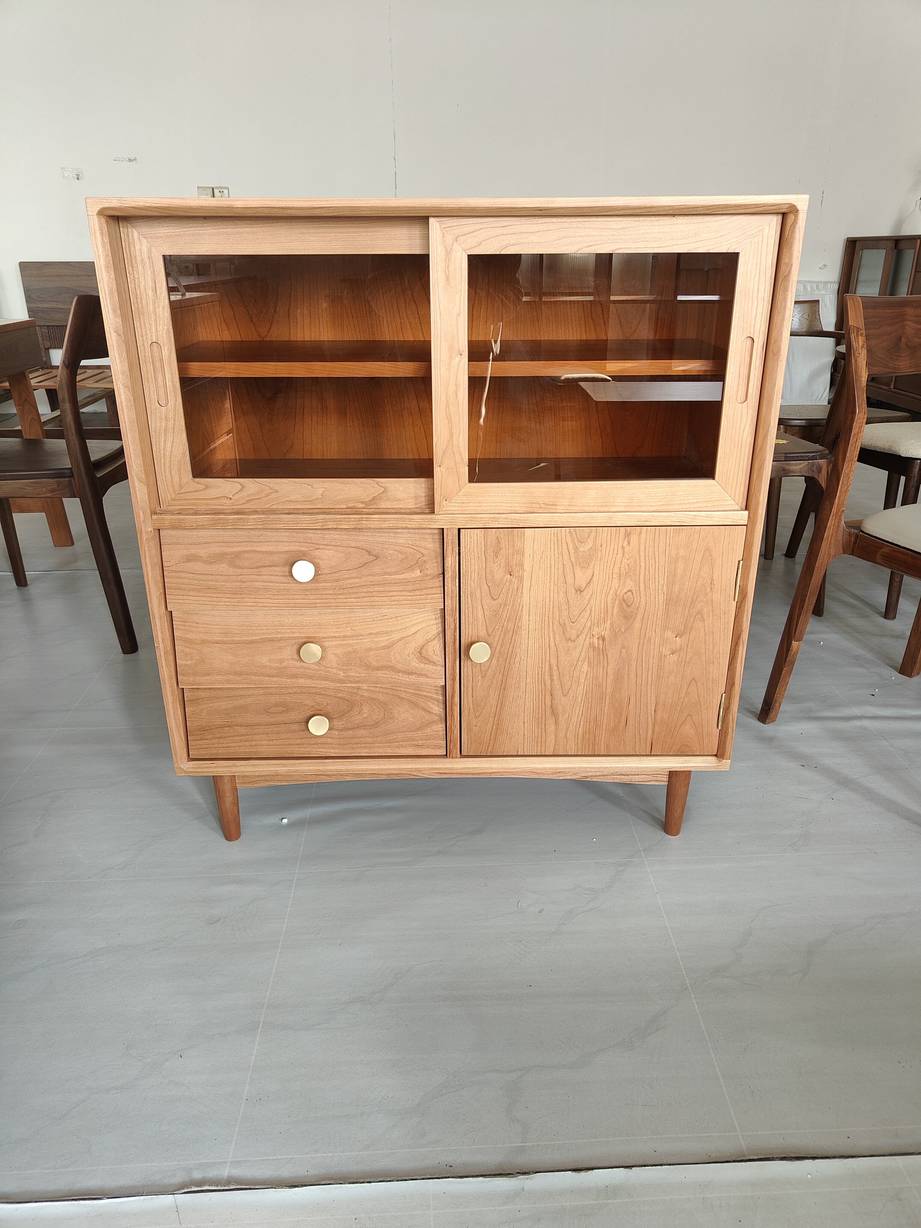 樱桃木家具简约茶水柜柜子矮柜高柜客厅靠墙柜多功能展示柜餐边柜