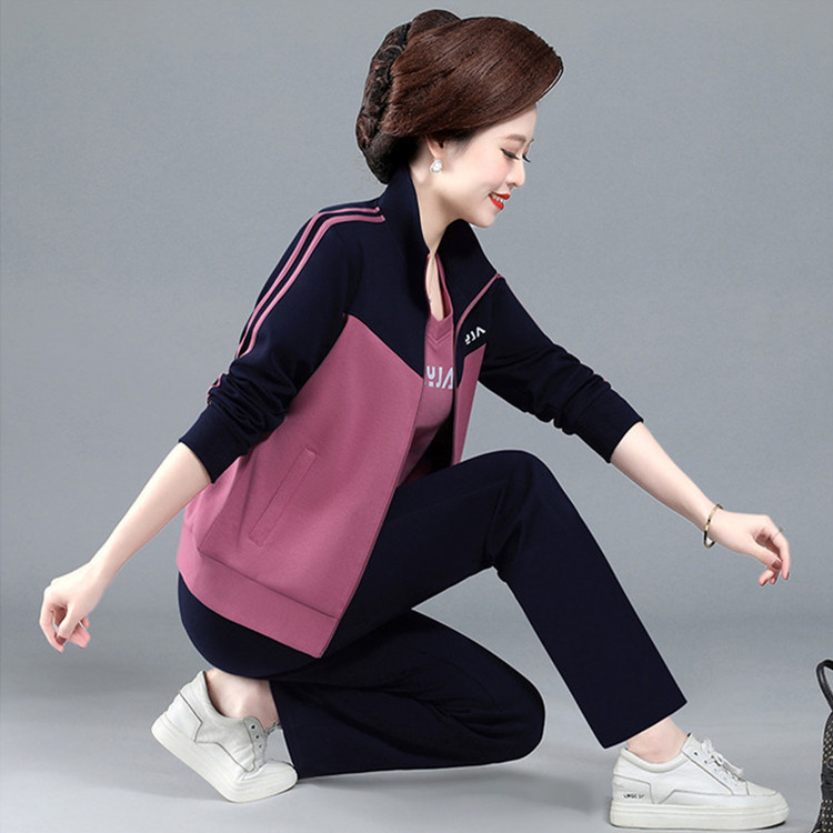 中老年女装春秋运动服套装2023新款时尚中年妈妈秋装洋气薄款外套