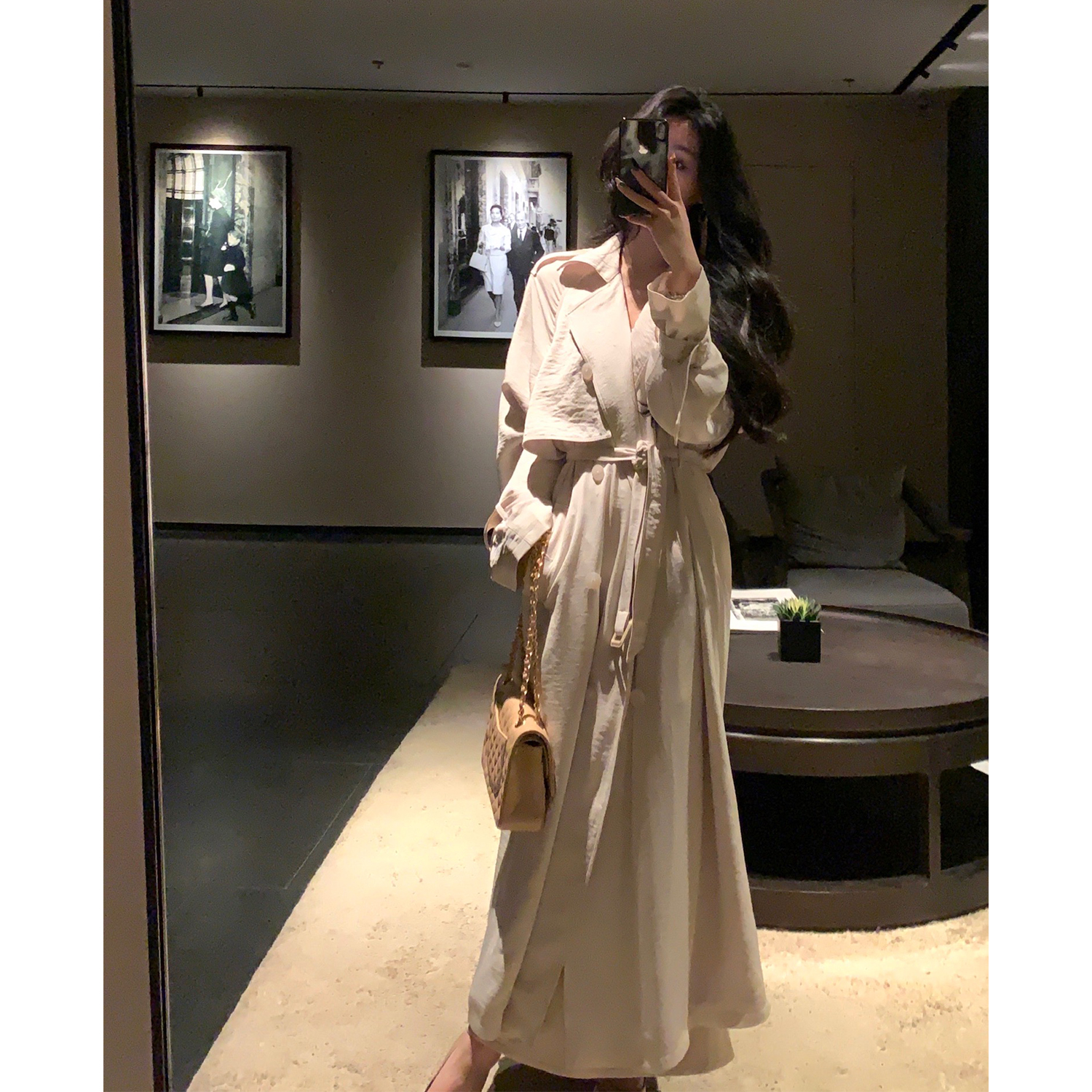 从一时刻【九头身风衣】双排扣翻领垂感气质风衣外套秋CY-W24151