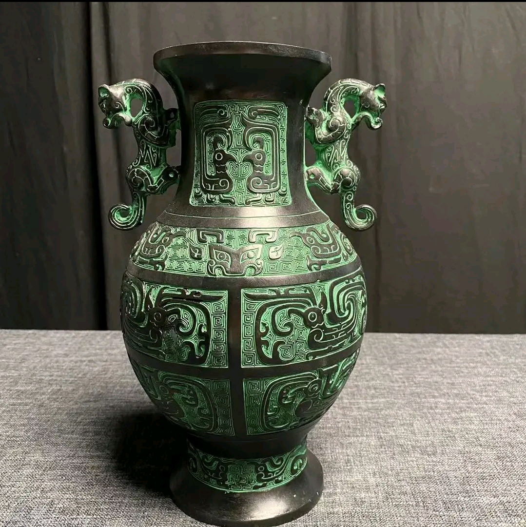 双龙瓶仿古青铜器摆件家居摆件桌面摆件