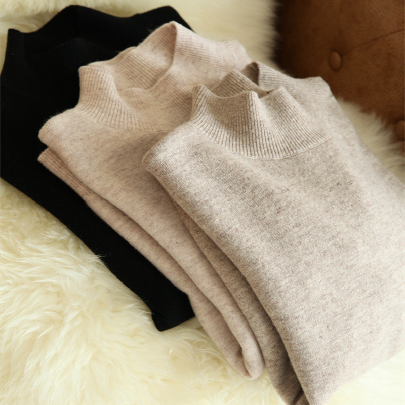 基础内搭纯羊毛衫女百搭半高领打底毛衣23秋冬新款绒针织衫上衣