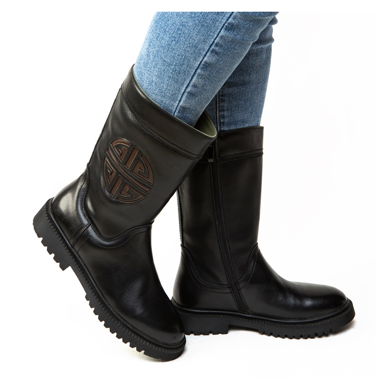 20263夏季男鞋中筒靴拉链式男士黑色圆头牛皮靴机车风骑马靴包邮