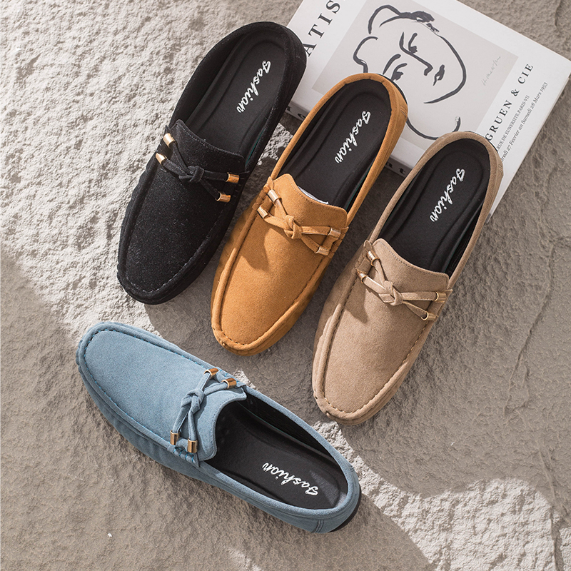 2025年大码男士春季反绒豆豆鞋休闲潮流磨砂乐福鞋英伦软底驾车鞋