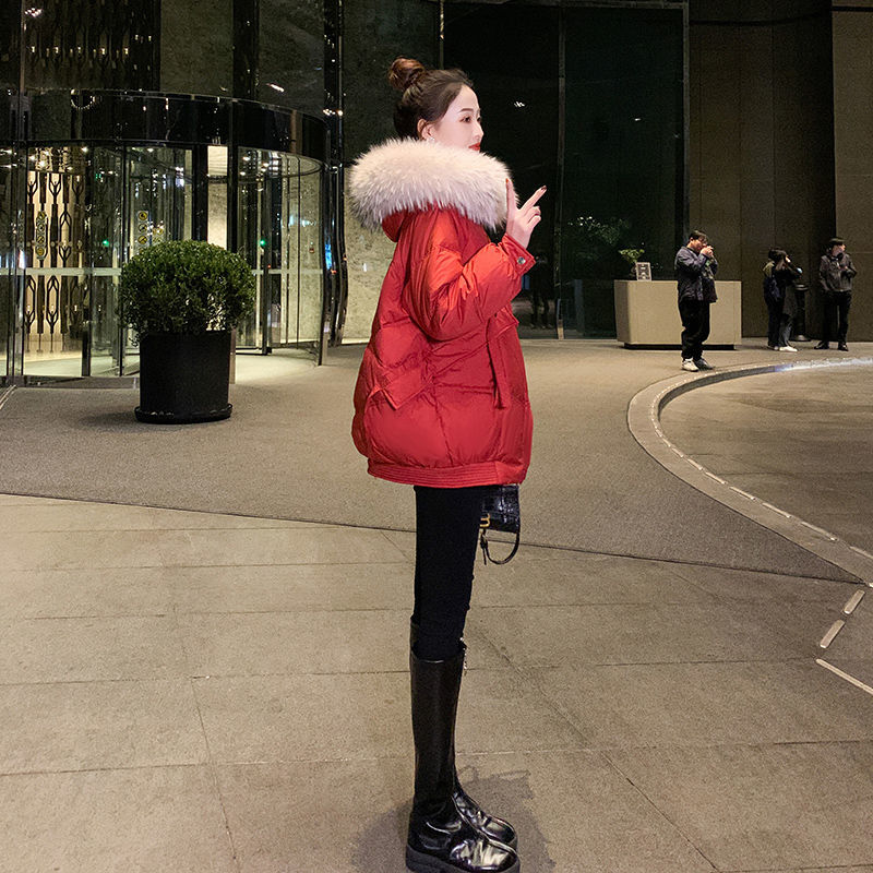 波司澄红色羽绒衣女冬季中长款时尚保暖洋气爆款宽松高端加