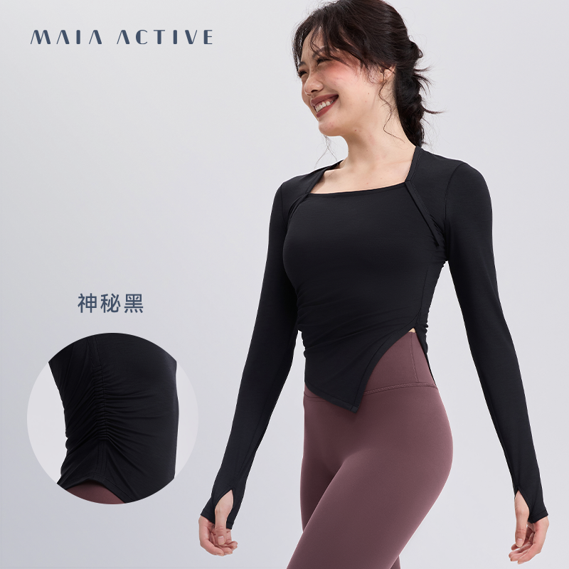 MAIAACTIVE 云感TEEwarm秋冬打底侧开衩瑜伽上衣休闲长袖T恤TL035