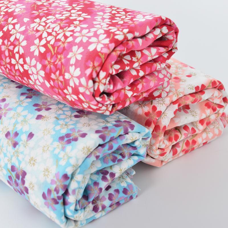 纯棉布料手工DIY服装装饰中国风汉服古风全棉烫金面料樱舞芳华