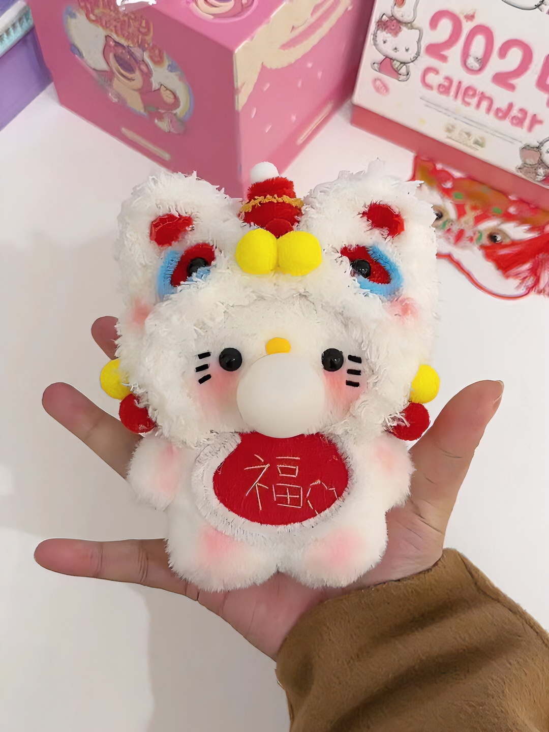 醒狮凯蒂猫帕恰狗DIY材料包包挂件会吐泡泡龙年玩偶钥匙扣可录音