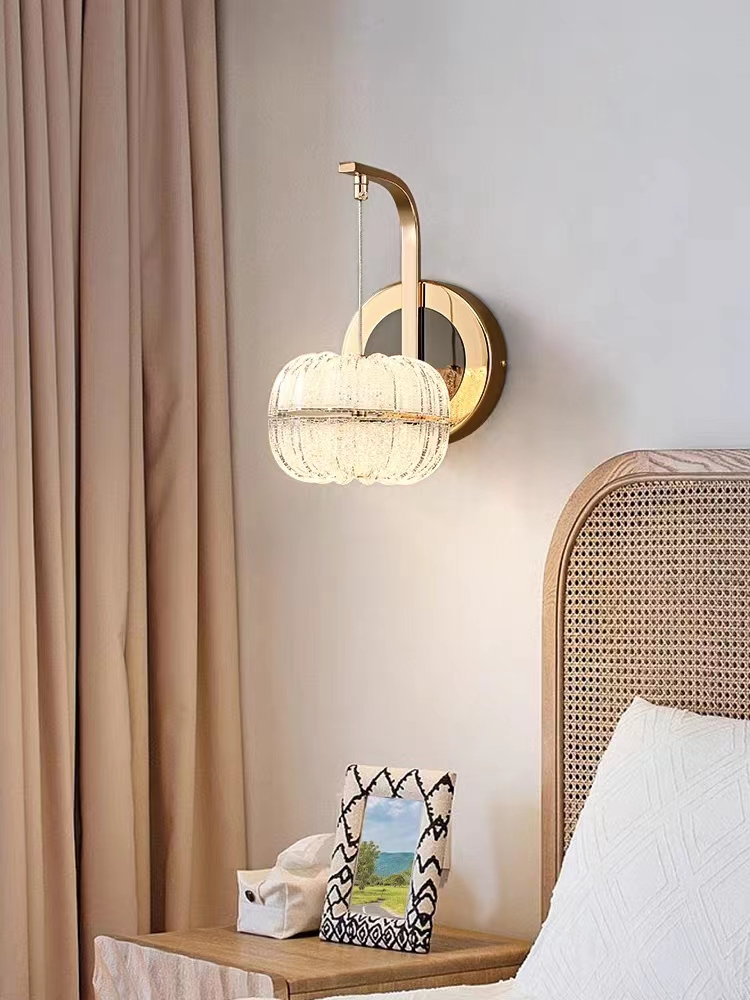灯语 南瓜壁灯高级感床头小吊灯轻奢客厅背景墙奶油风卧室壁灯