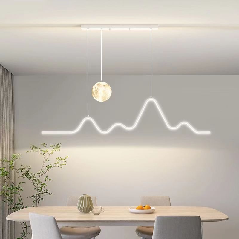 现代简约高级感餐厅波浪艺术LED吊灯