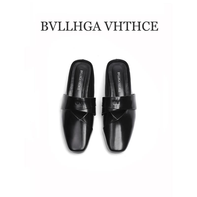 BVLLHGA VHTHCE2025新款胎牛皮拖鞋镂空时尚百搭低跟真皮女鞋 001
