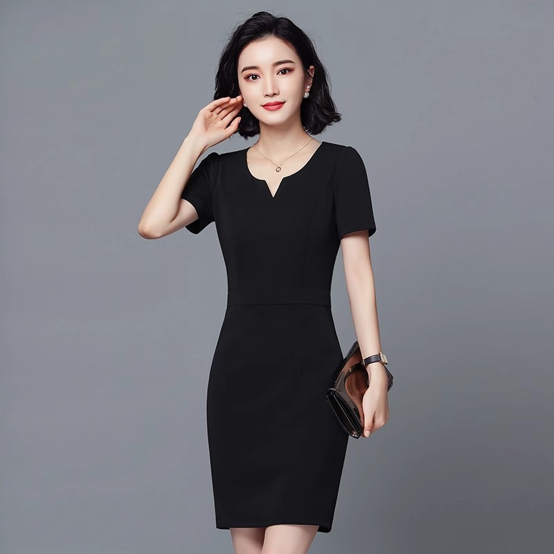 美容师工作服连衣裙新款短袖美容院珠宝店职业装正装女时髦套装夏
