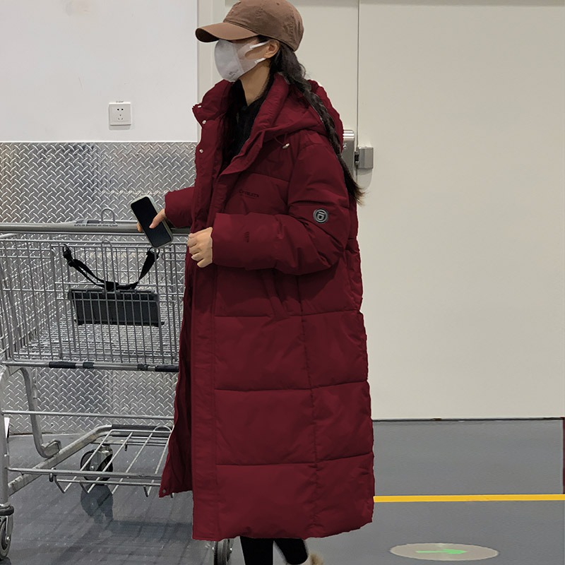 波司登大码胖mm2023冬季新款长款连帽羽绒服宽松黑色外套女士超好