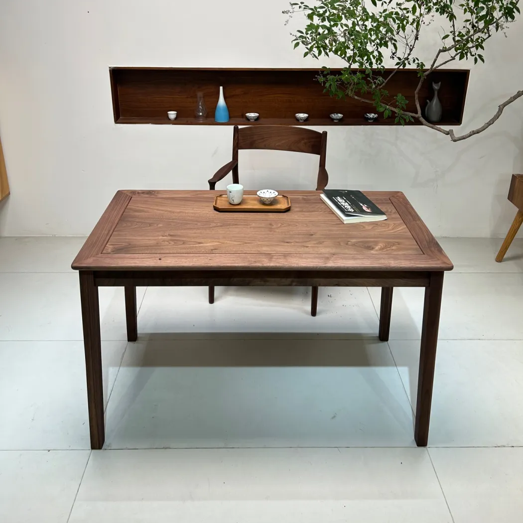 北美黑胡桃实木新中式简约现代一体茶桌家用禅意桌椅北欧书房方几