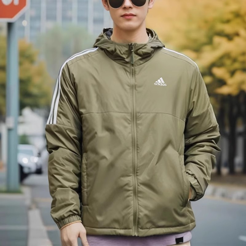 Adidas阿迪达斯男装秋冬季棉服连帽保暖休闲运动宽松外套HZ5725