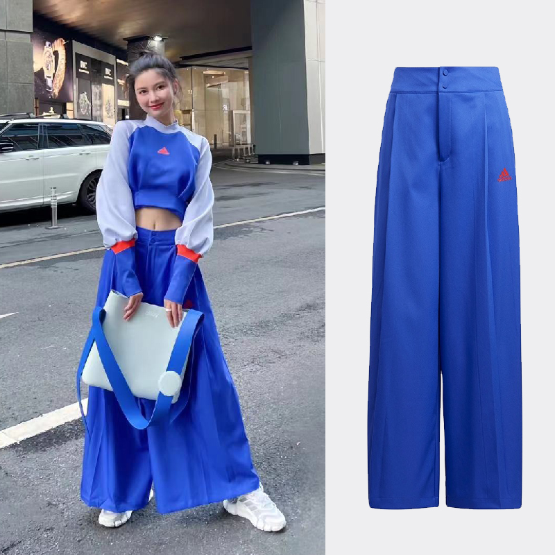 Adidas阿迪达斯裤子女裤夏款运动裤宽松休闲直筒裙裤阔腿裤GP0633