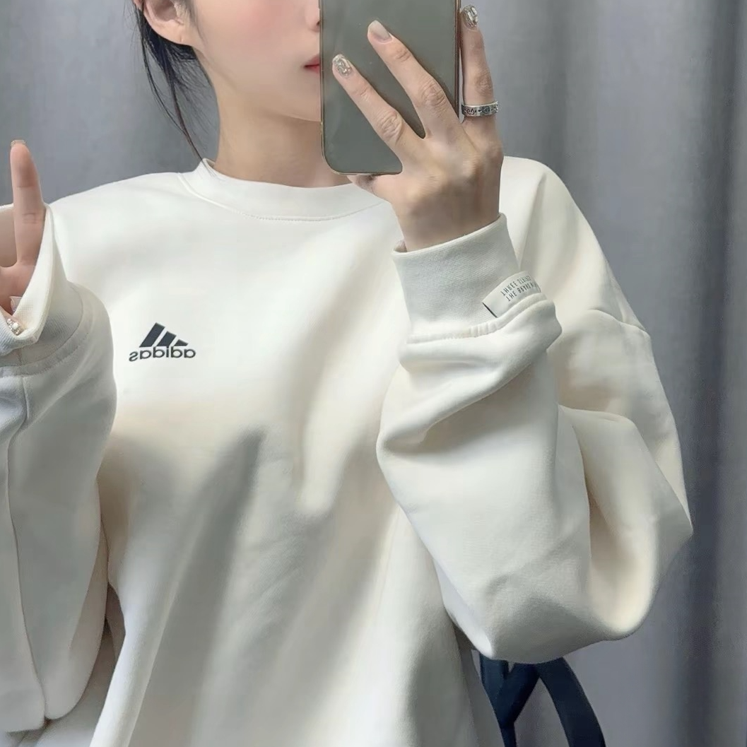 Adidas阿迪达斯正品秋季男女同款运动休闲印花长袖保暖卫衣IB2713