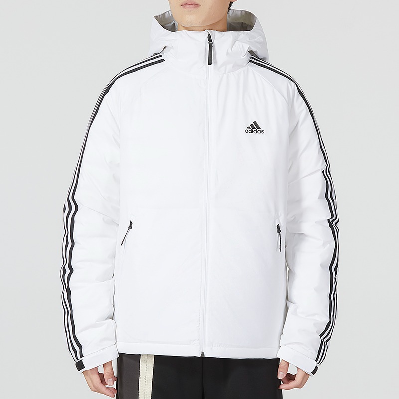 Adidas/阿迪达斯外套男2023新款冬季运动服连帽白色羽绒服 HN2122