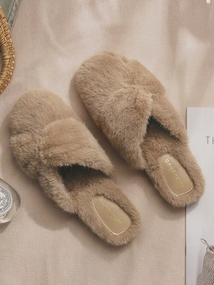 羊皮版~网红爆款包头半拖鞋女晨袍毛茸茸毛毛拖鞋女2024新款外穿