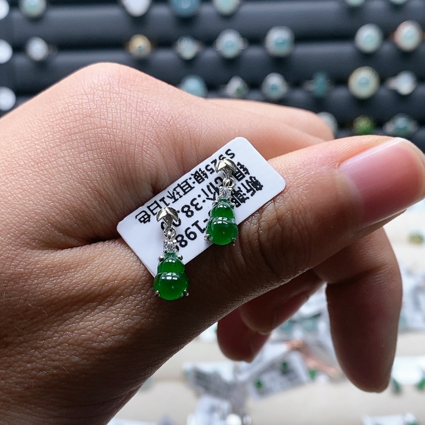 【闪购商品】翡翠耳饰银S925镶嵌意**前