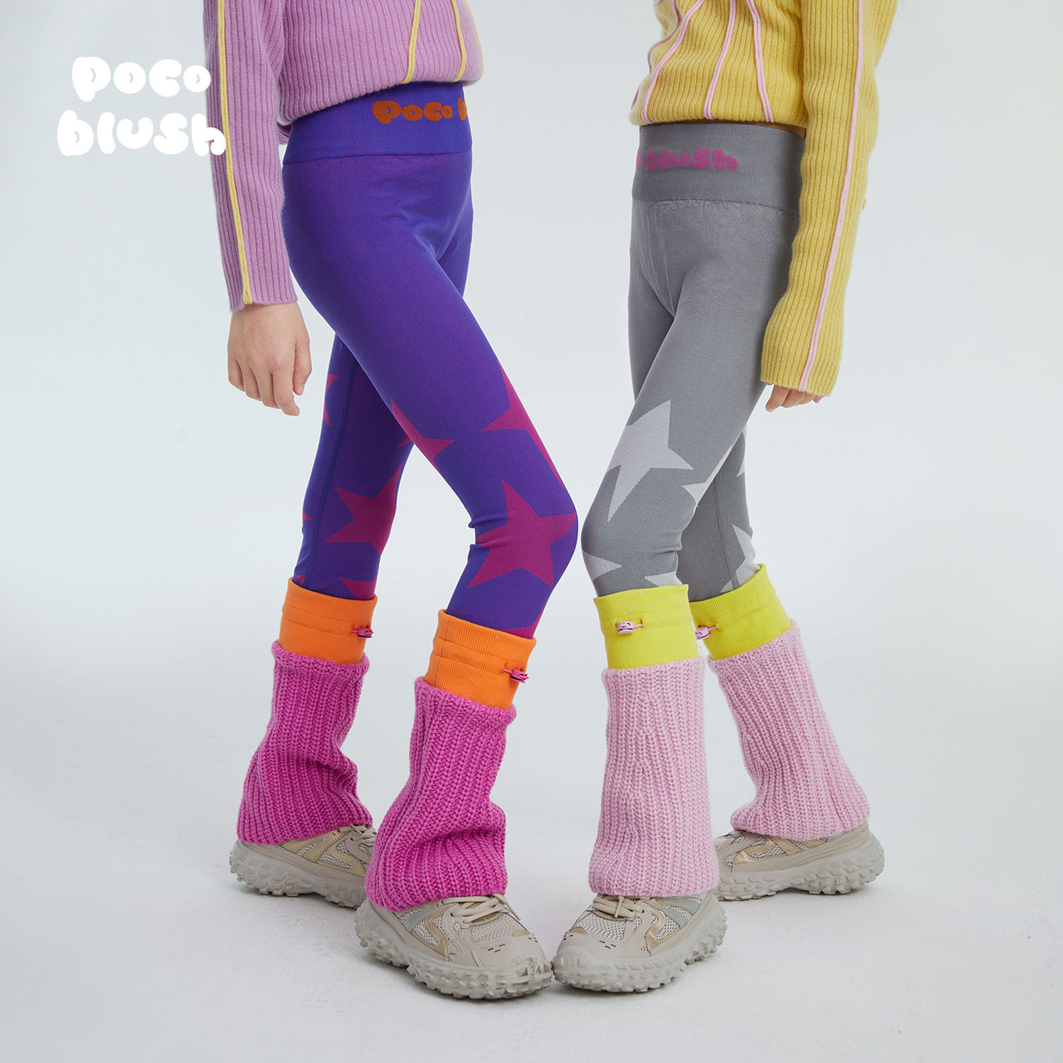 poco blush一体织堆堆袜原创设计加厚瑜伽裤女童秋冬款休闲打底裤