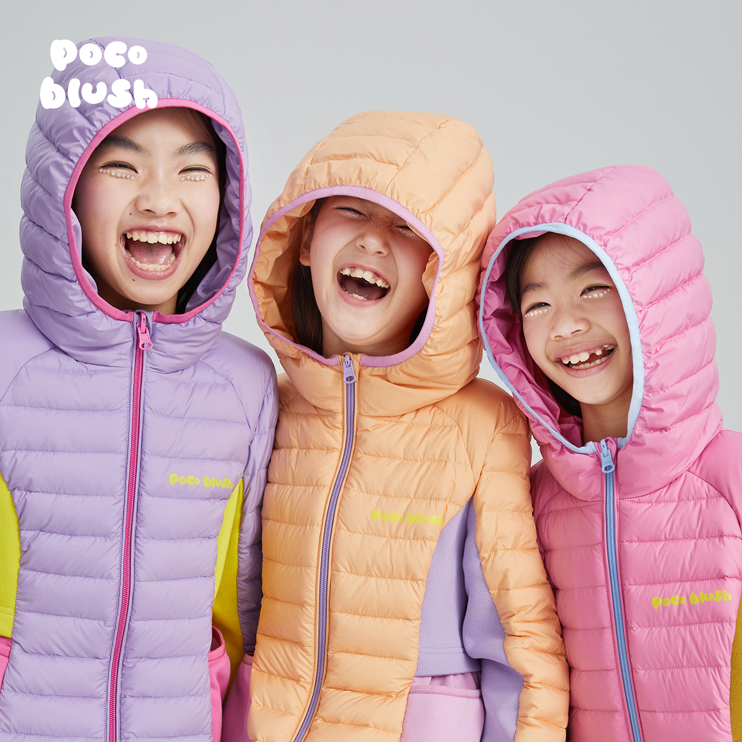 poco blush轻薄鹅绒服叠穿原创设计互搭冬儿童保暖短款连帽外套