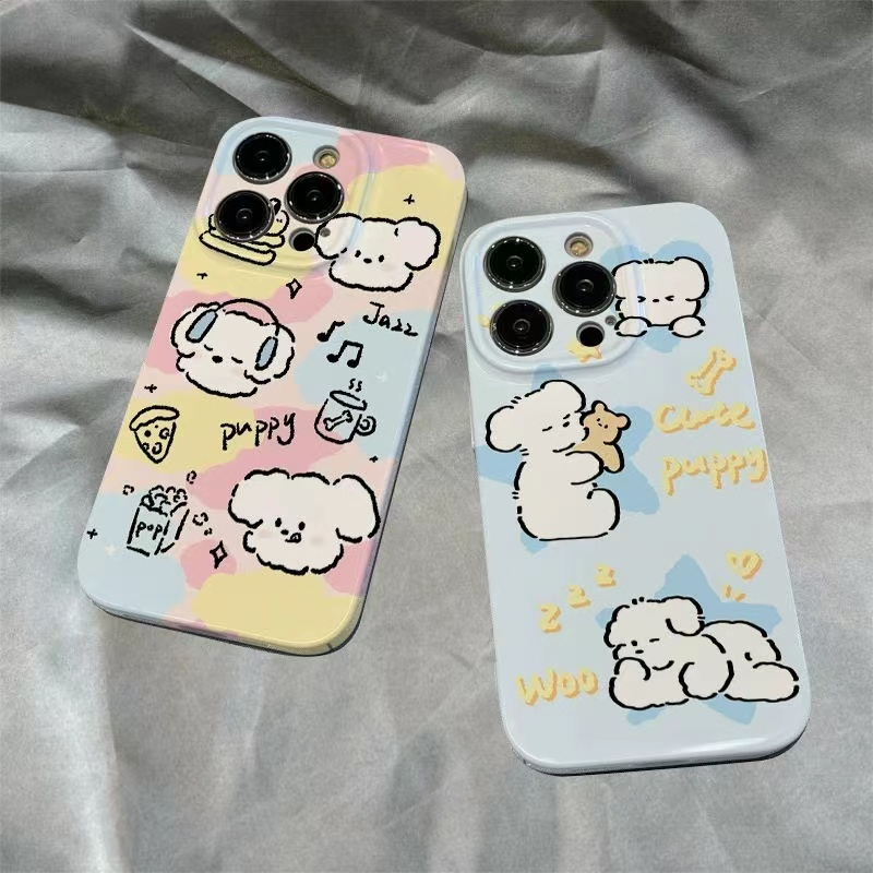 可爱彩虹小狗适用苹果15promax手机壳华为mate60小米14/OPPO/vivo