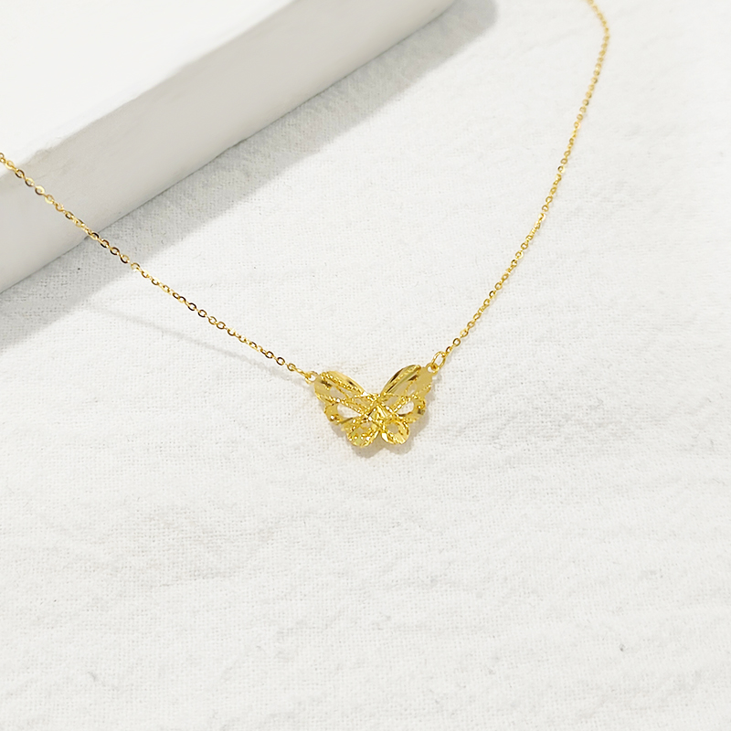 18k金花丝蝴蝶项链复古手工时尚简约女款百搭DSX1869*32144100