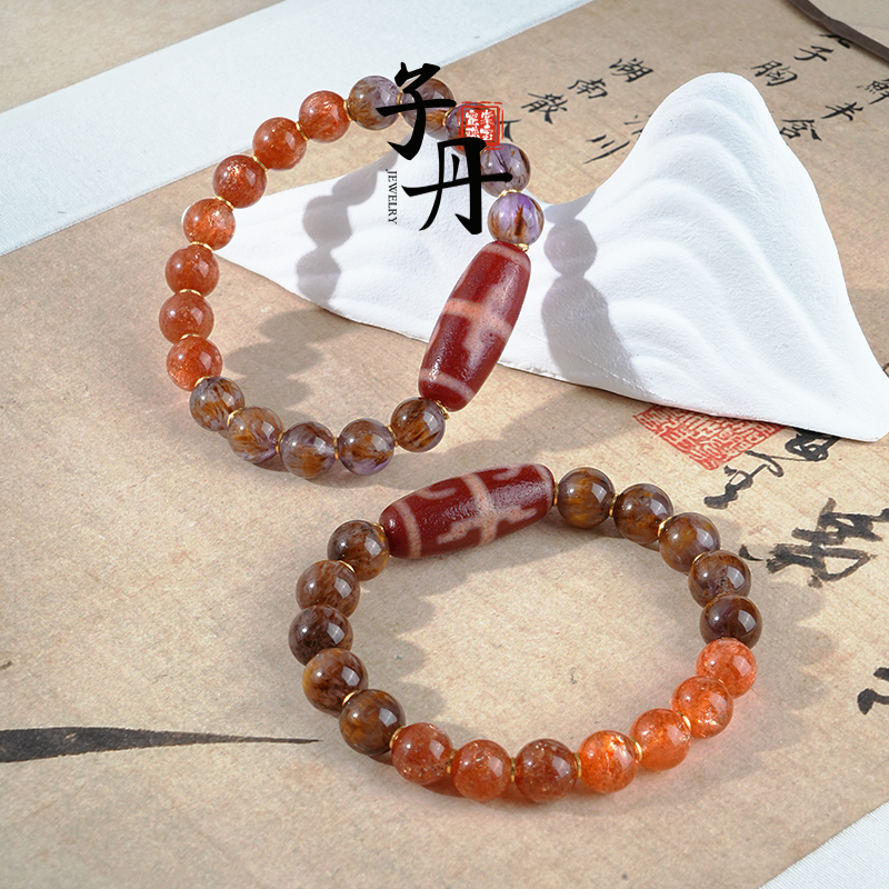 【雯雯】【火利全开】天然金太阳紫钛手串天然水晶红肉玛瑙百搭男女款