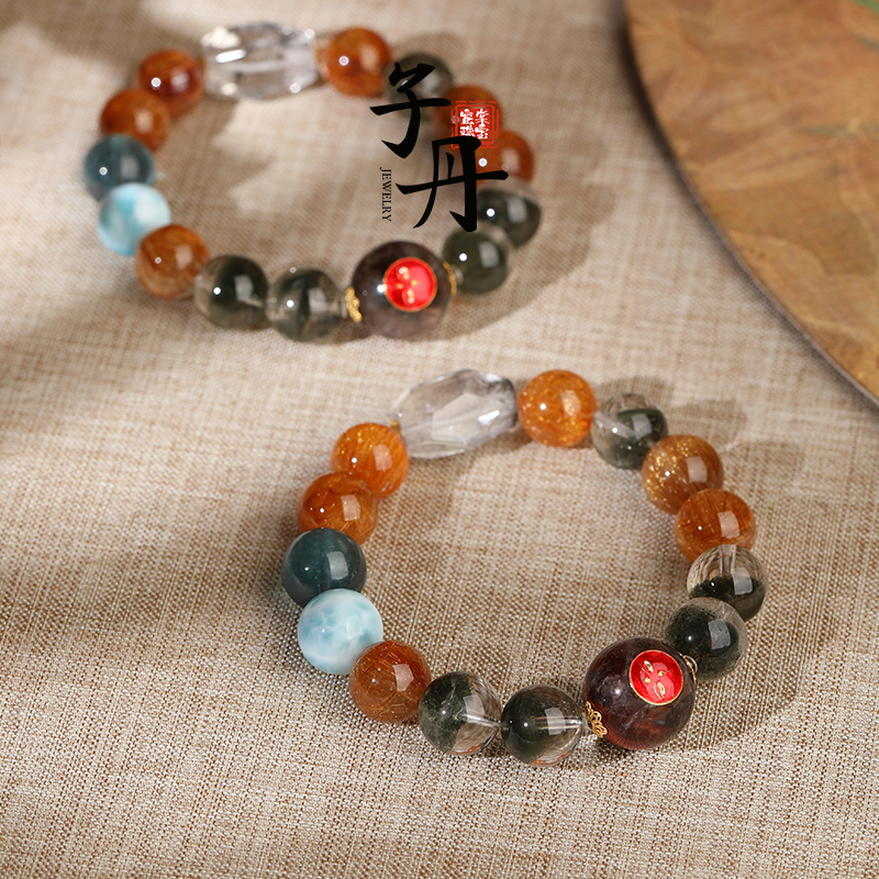 【雯雯】【钱途无量】18K水晶手串维纳斯铜发晶天然水晶配比男女款