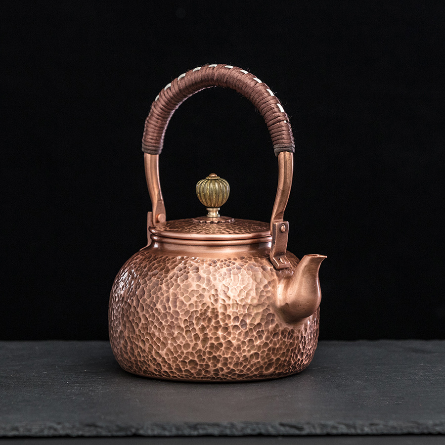 手工捶打家用中式茶水壶锤纹紫铜壶茶器烧水复古办公日式功夫茶壶