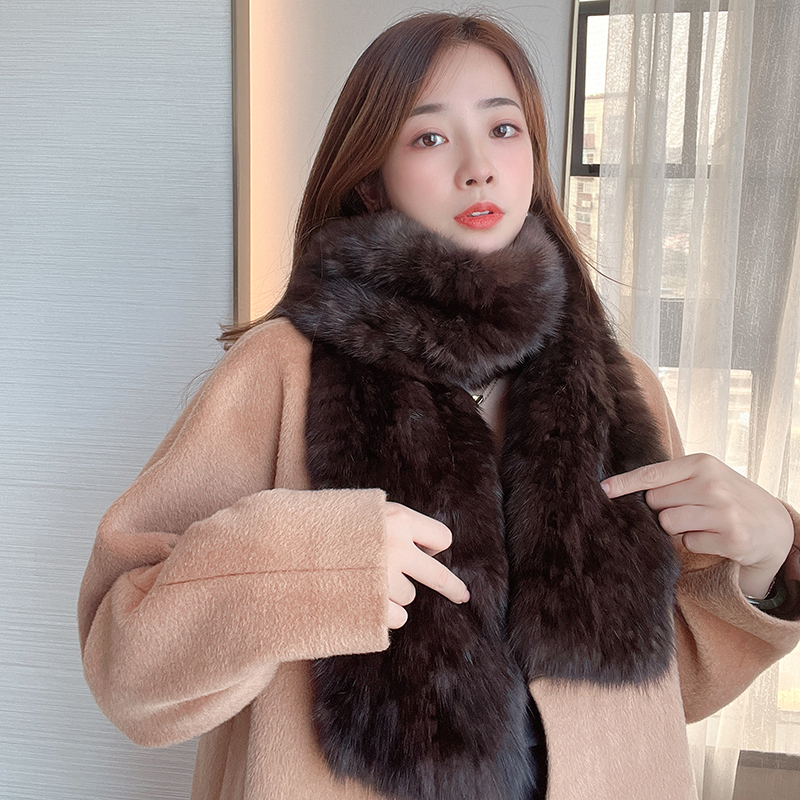 轻奢款真毛围巾冬季双面密编貂毛加厚保暖毛毛领子时尚网红