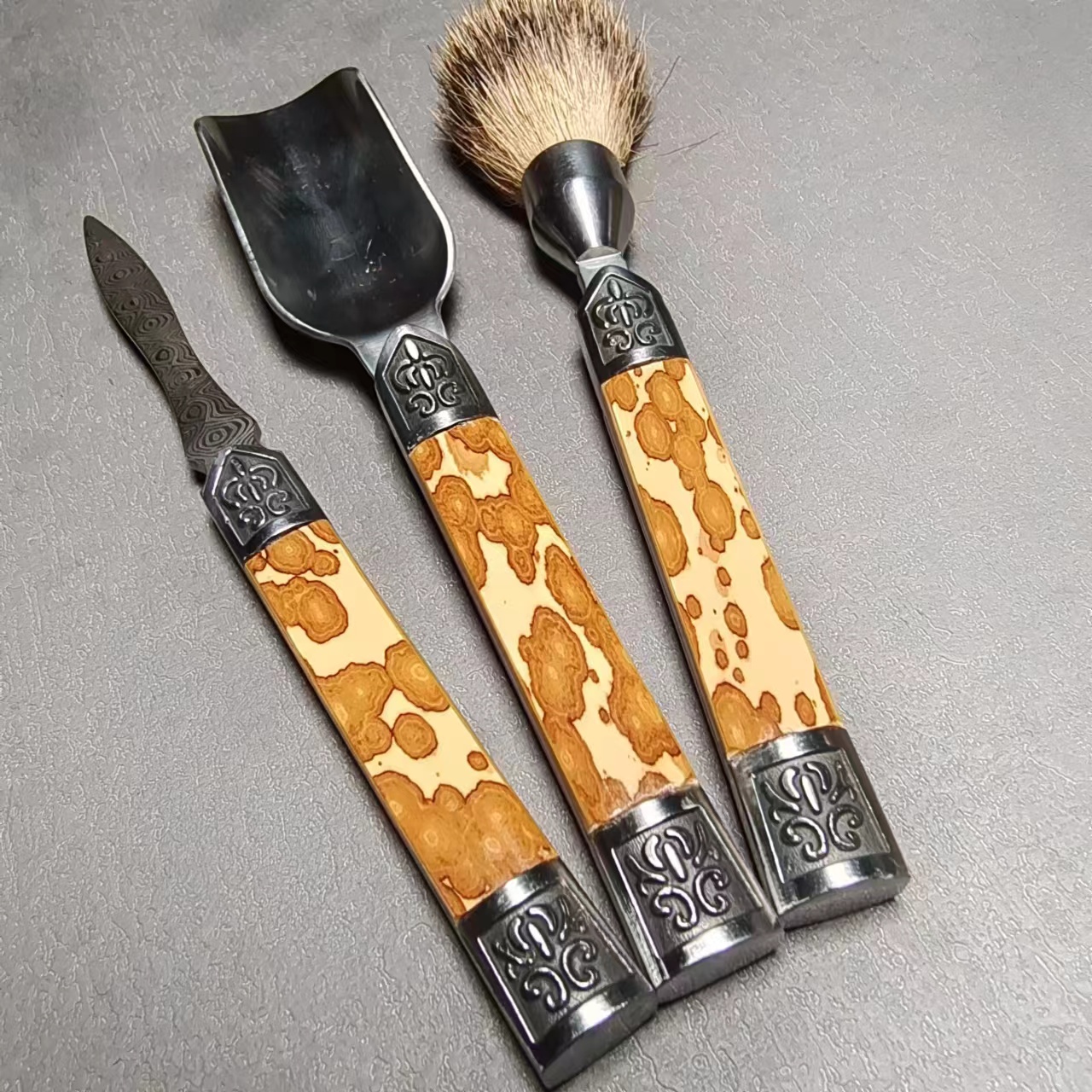 天然梅妃竹茶刀梅妃竹茶铲养壶笔三件套