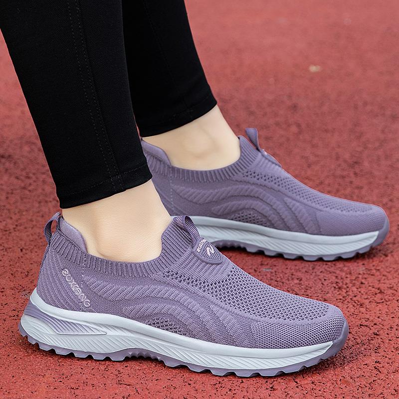 足力健运动秋季老人鞋女奶奶妈妈跳舞蹈鞋健步软底透气一脚蹬运动