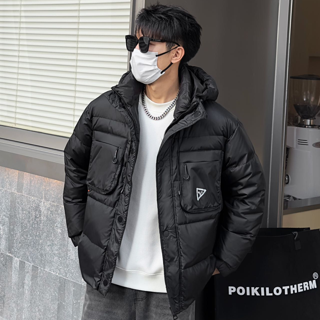 【新国标90绒羽绒服 】-冬季新款工装连帽羽绒服-908