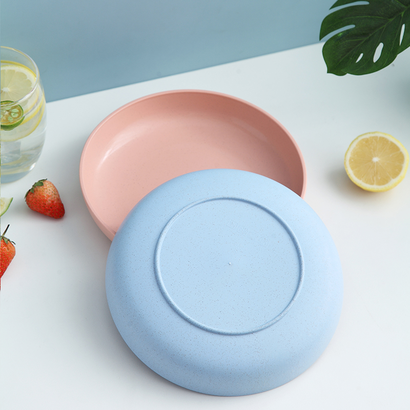 儿童餐盘不分格圆形小吃盘凉菜水果点心盘塑料家用小盘子深口圆形