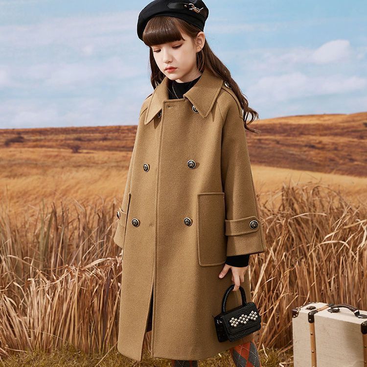 2024新品女童羊绒呢子大衣春秋冬儿童呢子外套大童时尚韩版洋气外