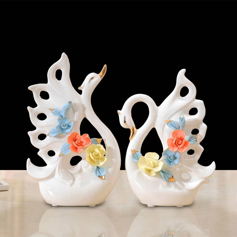 欧式天鹅摆设电视柜酒柜装饰品摆件客厅桌面玄关轻奢乔迁结婚礼YX