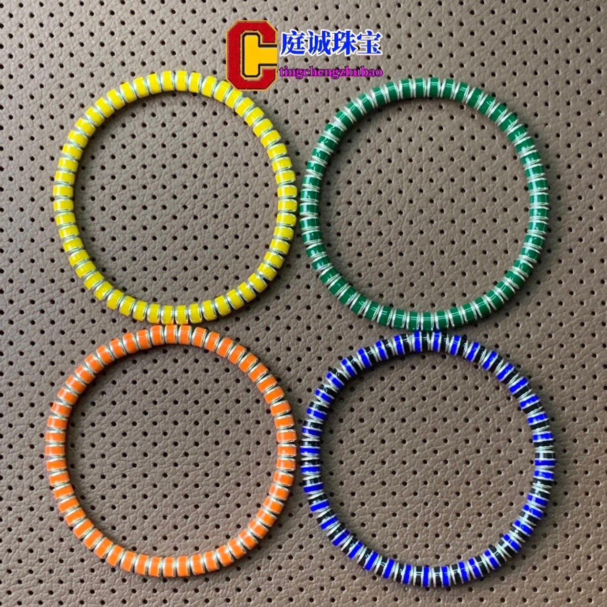 足银手链 5x3.15mm珐琅药片  52颗  约21.9克  (手围16cm）