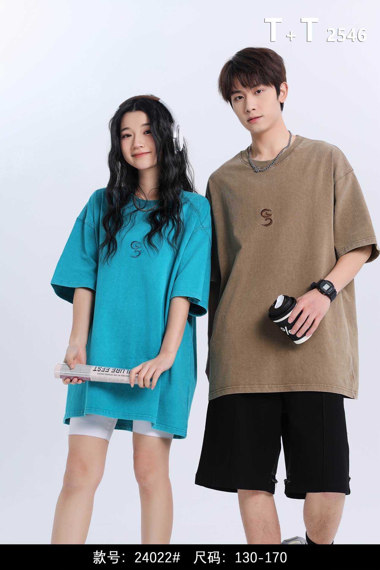 南 2024[X] 8月19日 儿童男女童时尚湖蓝色短袖T恤4022-