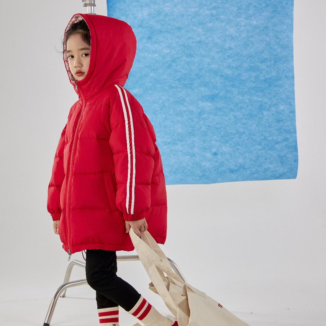 馨 2024【X】12月6日 男童女童时尚红色连帽羽绒服6688-