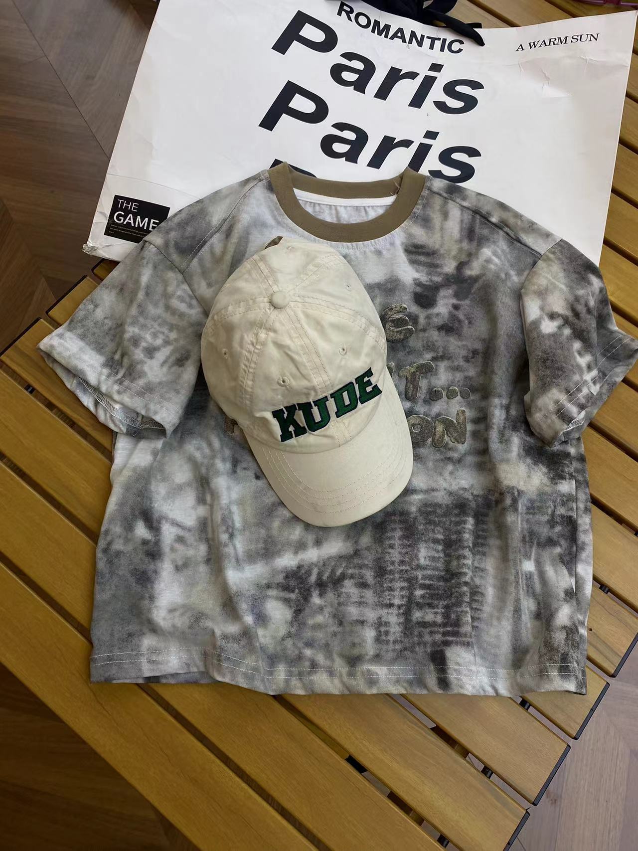 树 2024[Y] 5月30日 儿童男女童时尚潮酷灰色短袖T恤4089-