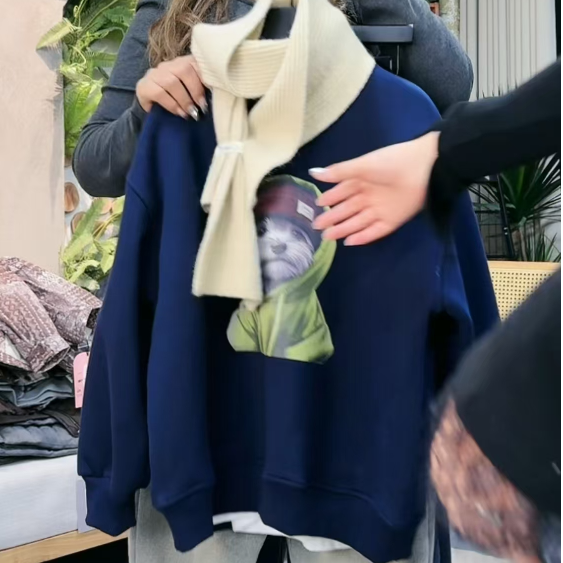 吾2024【Y】11月18日 儿童时尚潮酷绿藏青色帽子狗厚绒卫衣2888-