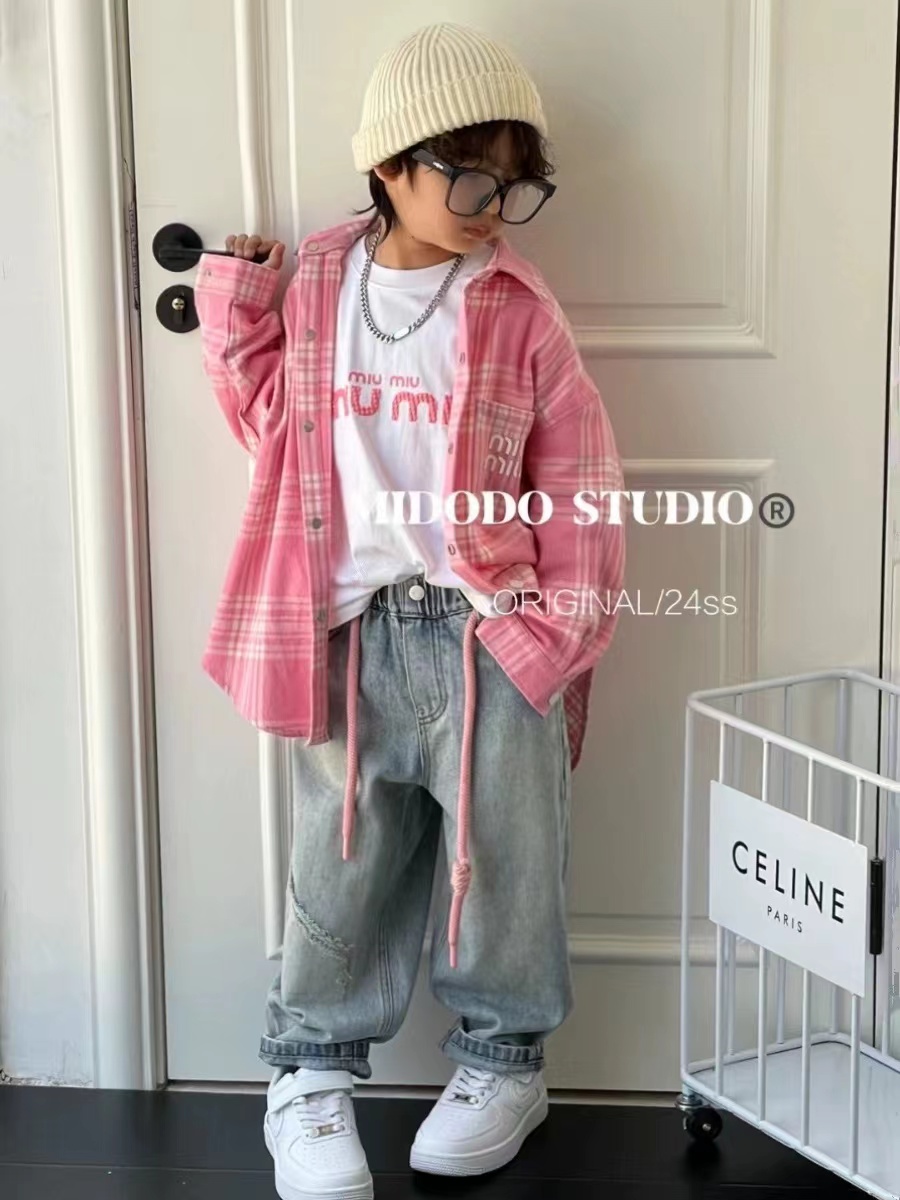 东2024【Y】3月17日 儿童男童女童粉色衬衫两件套3566-