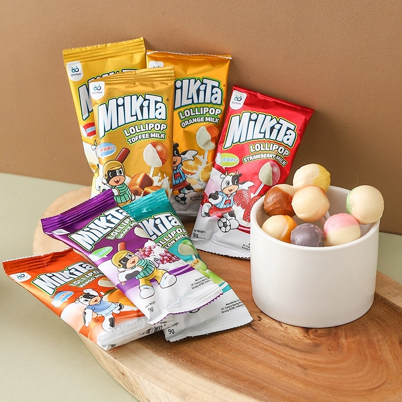 印尼进口多种优你康牛奶水果棒棒糖草莓葡萄糖果儿童零食品30支